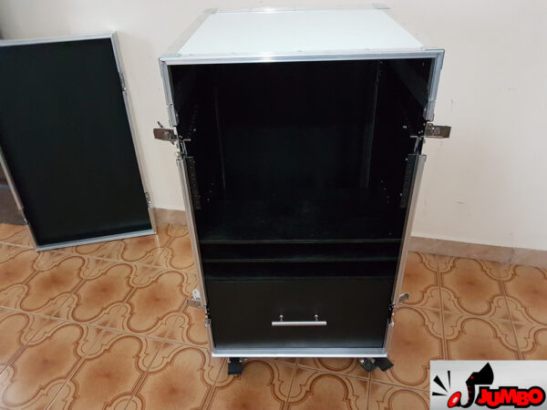 Rack branco com mesa e prateleiras e gaveta para microfones - Image 7