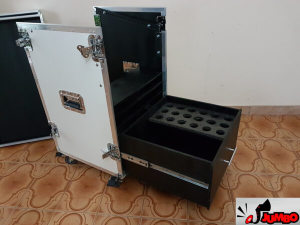 Rack branco com mesa e prateleiras e gaveta para microfones - Image 2