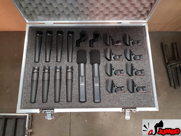 Maleta para microfones de percussão